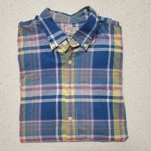 J. Crew Men's Button Down 100% Cotton Summer Plaid Long Sleeve Shirt | Sz S